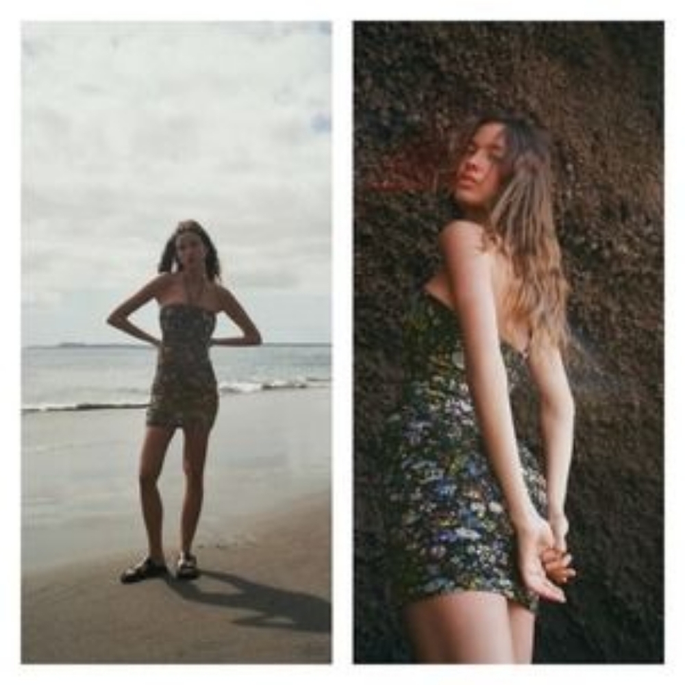 ZARA draped halter mini dress